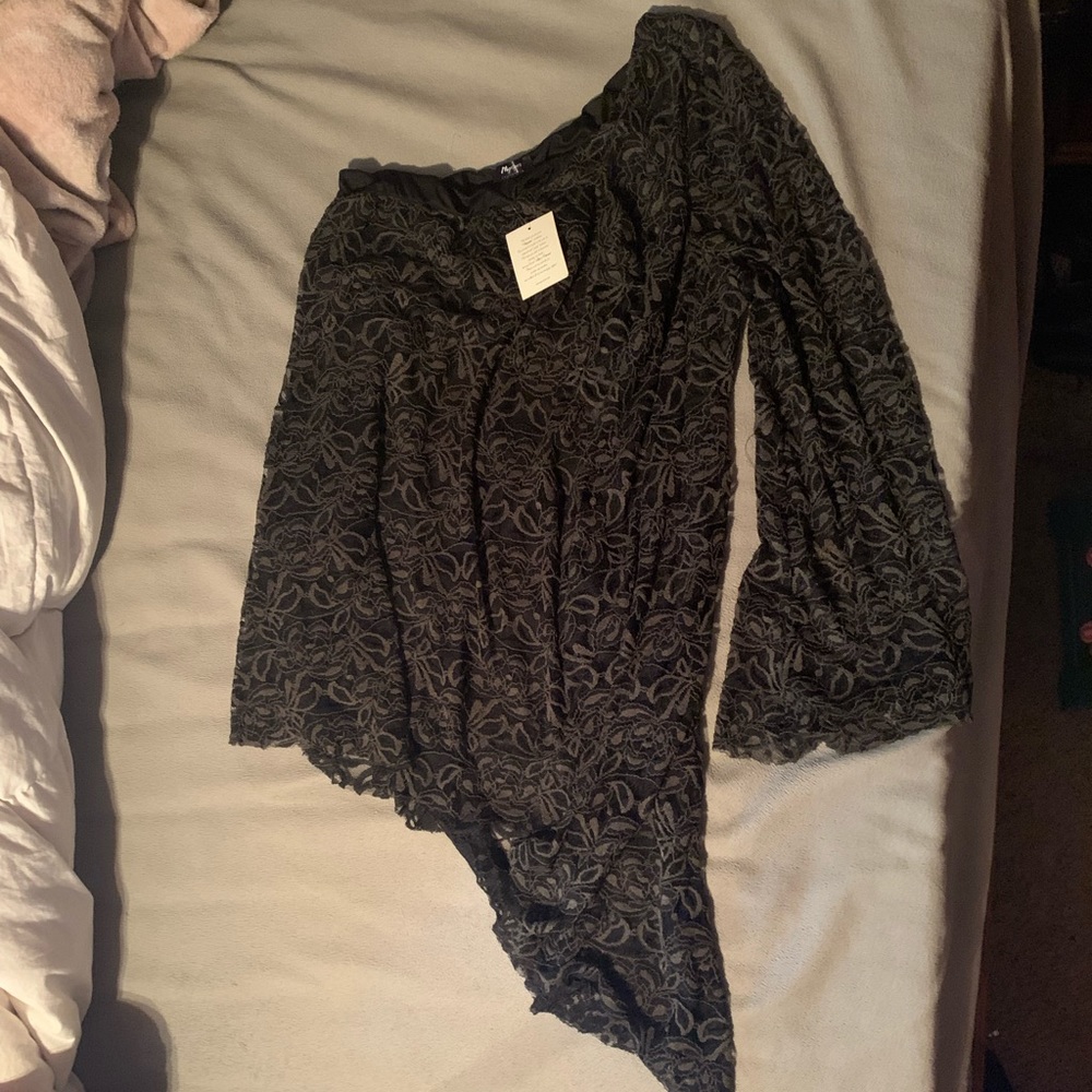 One shoulder long dressy shirt